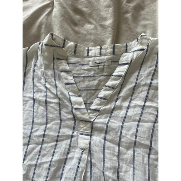 Madewell Lakeline Popover Shirt White and Blue Striped Size Small - Picture 6 of 7
